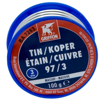 Griffon Draadsoldeer Tin/Koper 97/3 MS 3MM 100 Gr 4 Griffon Draadsoldeer Tin/Koper 97/3 MS 3MM 100 Gr - Afbeelding 2