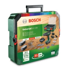 Bosch 18V Accuboormachine UniversalDrill Systeembox Met 241 Accessoires (incl. 2 Accu's 1.5Ah + Lader) -Kwaliteit Gereedschapswinkel 123 3983