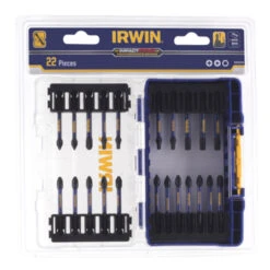 Irwin Impact Pro Schroefbitset Mixed 22-delig. Inclusief Schroefbithouder. In Tough Case. Heavy-duty. -Kwaliteit Gereedschapswinkel 123 605