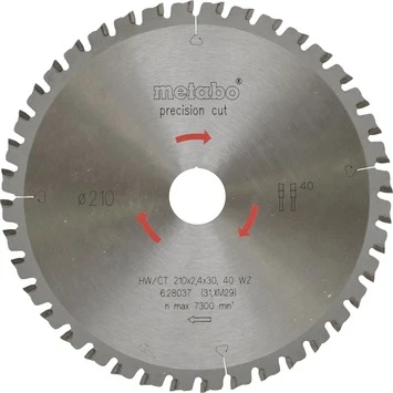 Metabo Precision Cut Cirkelzaagblad Hw/ct 210x30, 40 Tanden 3 Metabo Precision Cut Cirkelzaagblad Hw/ct 210x30, 40 Tanden